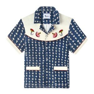 Tombolo “Oh Shitake” Cabana Men’s Resort Button Up Short Sleeve Terry Shirt NWT